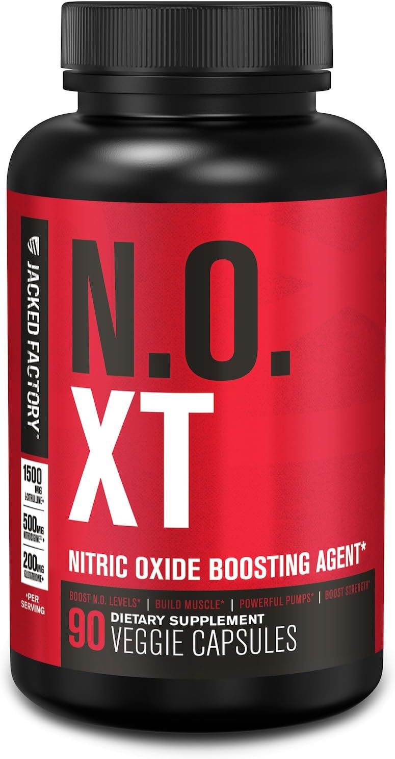 Jacked Factory N.O. Xt Nitric Oxide Supplements For Men W/Nitrosigine L Arginine L Citrulline Supplement For Muscle Pumps & Vascularity - Pre Workout Nitric Oxide Booster & Muscle Builder - 90 Caps