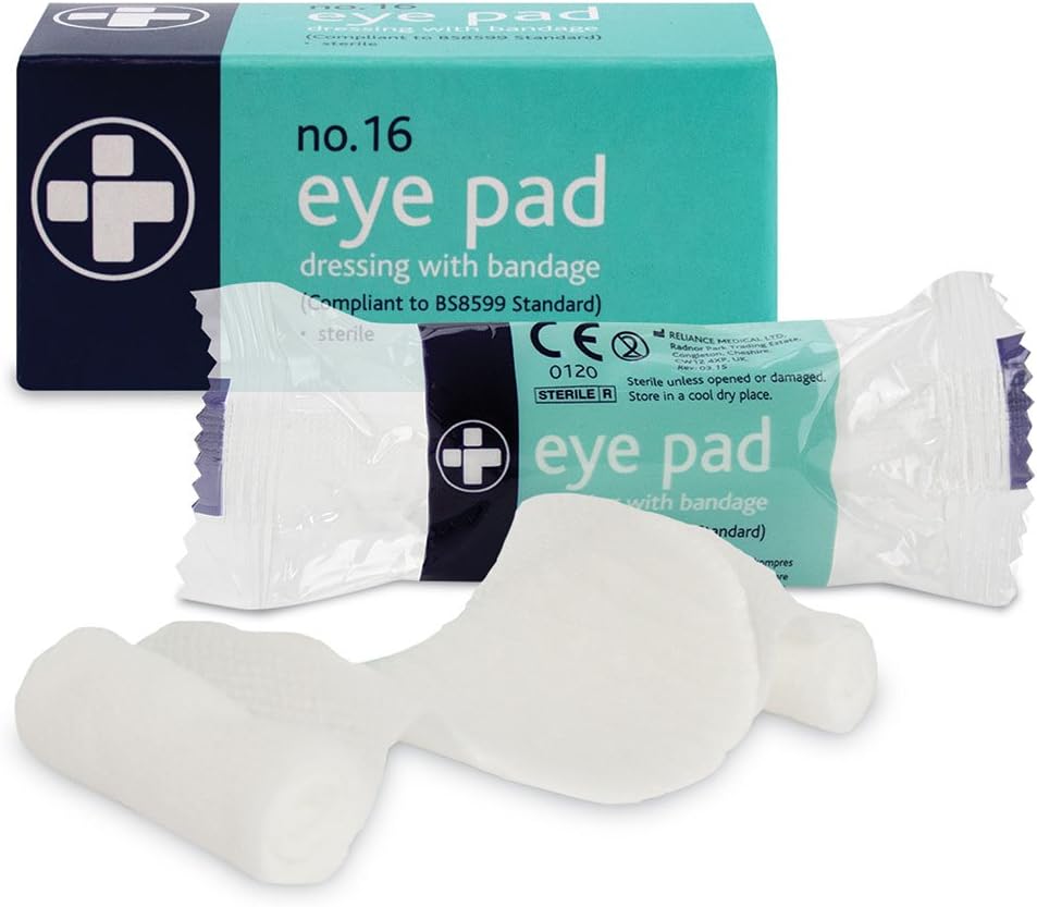 Reliance Medical First Aid Eye Pad Bandage - Thick, Comfortable, Sterile, Individually Boxed Eye Pad Dressing With Stretch Bandage For Wounds And Injuries, Pack Of 10