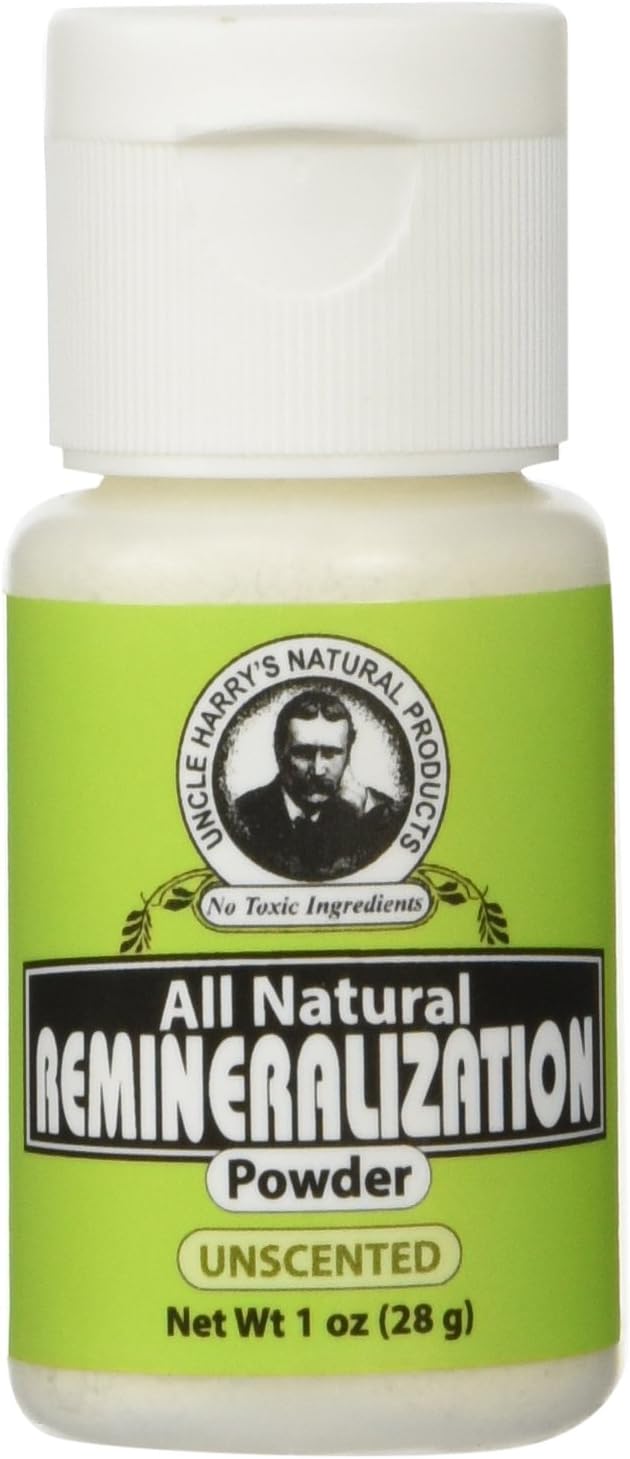 Uncle Harry's Unscented Remineralizing Tooth Powder | All Natural Enamel Support & Whitening Toothpaste for Sensitive Teeth | Powder Toothpaste for Gum Health & Fresh Breath (1 oz)