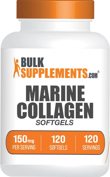 BulkSupplements.com Marine Collagen Softgels - Collagen Supplement, Fish Collagen Pills, Marine Collagen Peptides Pills - Gluten Free, 1 Softgel per Serving (150mg), 120 Softgels