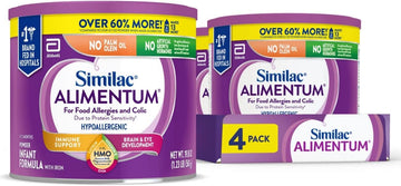 Similac Alimentum with 2’-FL HMO Hypoallergenic Infant Formula, for Food Allergies and Colic,* Suitable for Lactose Sensitivity, Baby Formula Powder, 19.8-oz Value Can, Pack of 4