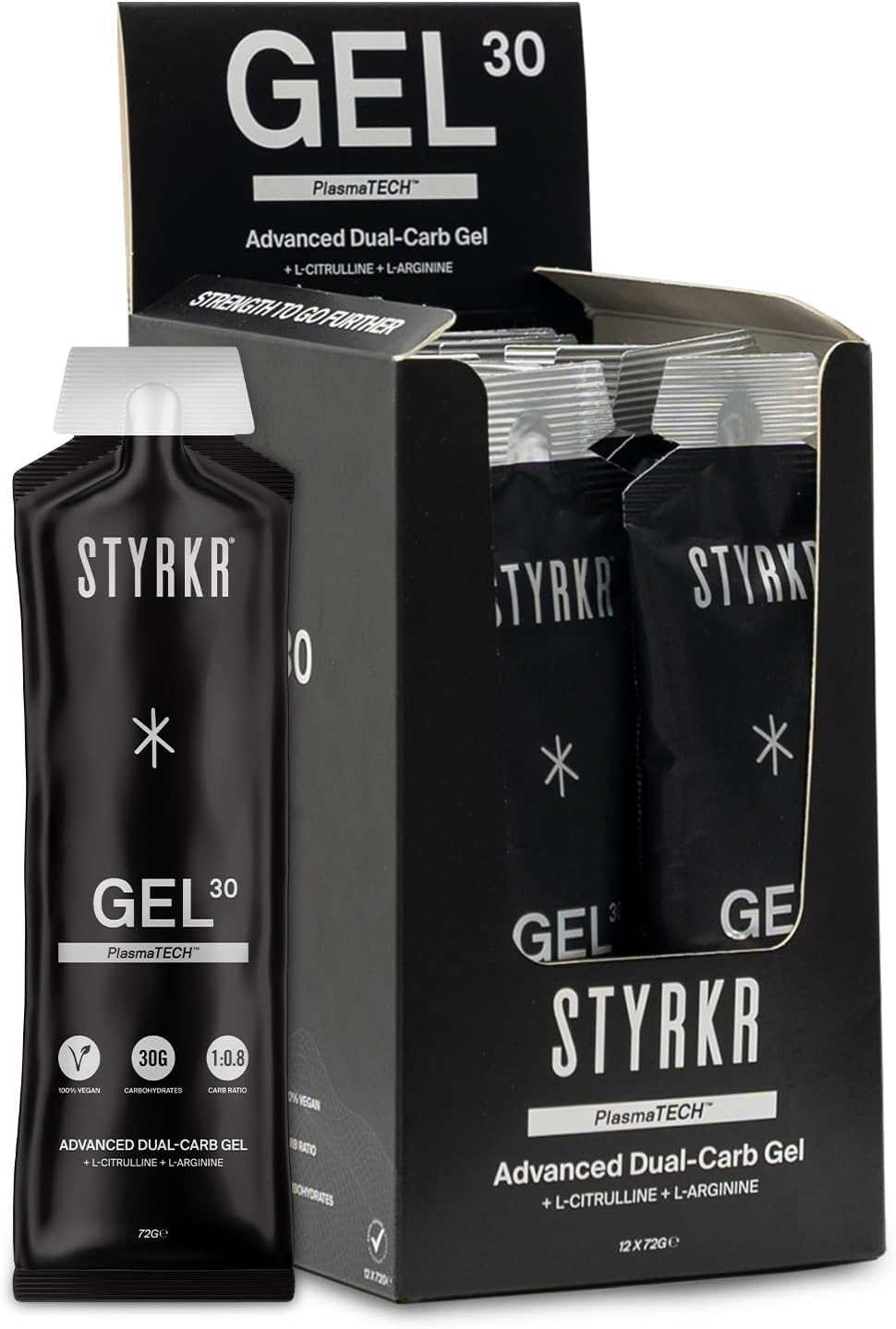 Gel30 Energy Gels By Styrkr - 30G Of Carbs - Pack Of 12 Energy Gels For Running & Cycling - Approved By Endurance Athletes - Advanced Dual-Carb Formulation - Gel30 12X Pack