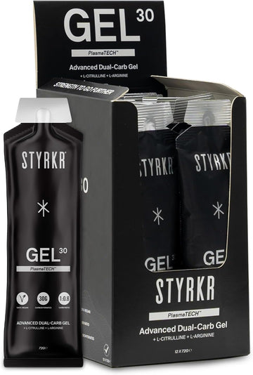 Gel30 Energy Gels By Styrkr - 30G Of Carbs - Pack Of 12 Energy Gels For Running & Cycling - Approved By Endurance Athletes - Advanced Dual-Carb Formulation - Gel30 12X Pack