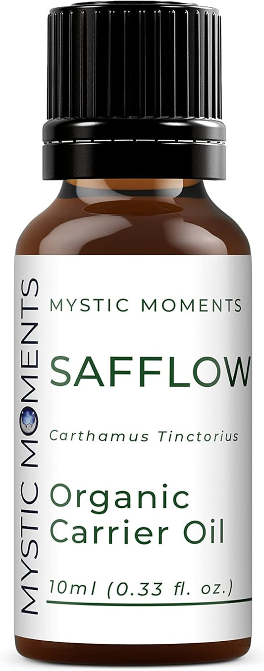 Mystic Moments | Organic Safflower Carrier Oil 10ml - Pure & Natural Oil Perfect for Hair, Face, Nails, Aromatherapy, Massage and Oil Dilution Vegan GMO Free