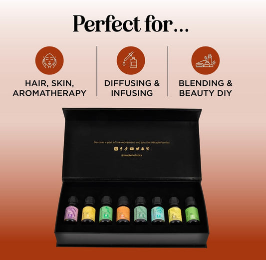Pure Essential Oil Set For Diffuser - Aromatherapy Essential Oils For Diffusers For Home Travel And Self Care With High Grade Essential Oils For Hair Skin And Nails - Oil Diffuser Essential Oils Set