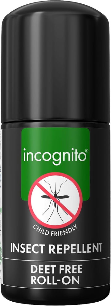 Incognito Insect Repellent Roll On 50 Ml - Maximum Strength, Vegan, Deet Free Formula - Mosquito Repellent And Effective On All Biting Insects - Travel Friendly - Bug Repellent Suitable For Humans, Transparent