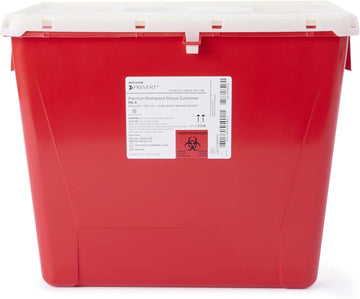 Mckesson Prevent Biohazard Infectious Waste Sharps Container, Premium - Pg-Ii, Plastic, Vertical Entry, Rotating Lid - Red, 8 Gal, 13 In X 17 3/10 In X 13 1/2 In, 1 Count