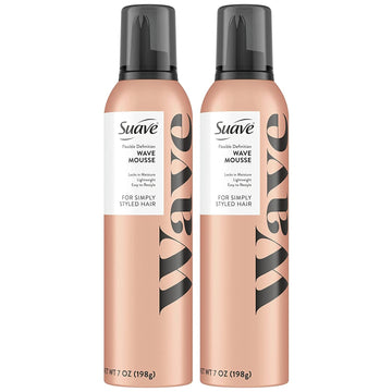 Suave Simply Styled Wave Mousse - Hair Mousse For Curly, Wavy Styles, Anti-Frizz Hair Styling Products For Flexible, Crunch-Free Curls & Waves, 7 Oz. (Pack Of 2)