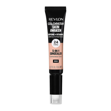 Revlon Colorstay Skin Awaken 5-In-1 Concealer, Lightweight, Creamy Longlasting Face Makeup With Caffeine & Vitamin C, For Imperfections, Dark Circles & Redness, 002 Universal Brightener, 0.27 Fl Oz