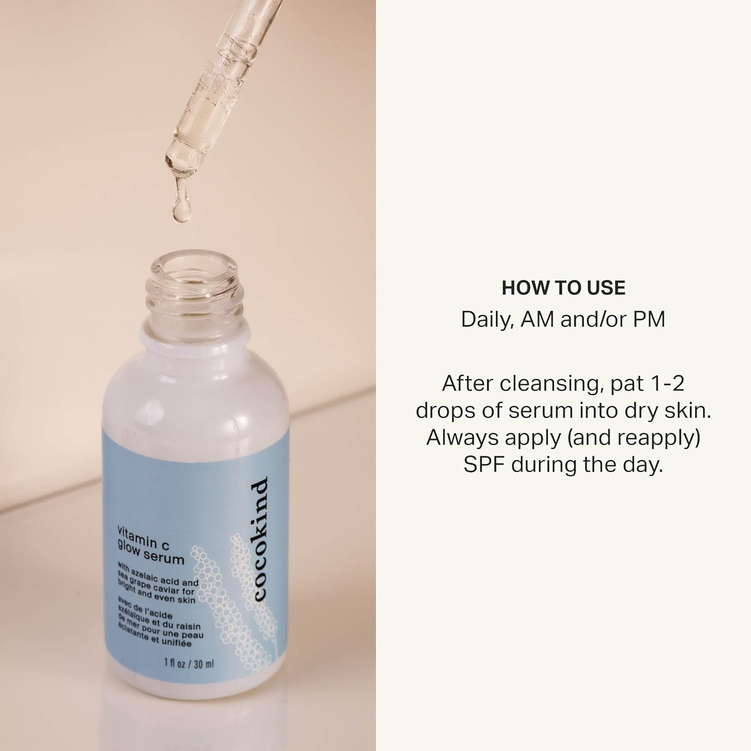 Cocokind Vitamin C Glow Serum With Azelaic Acid And Sea Grape Caviar For Bright And Even Skin, 1 Fl Oz : Beauty & Personal Care