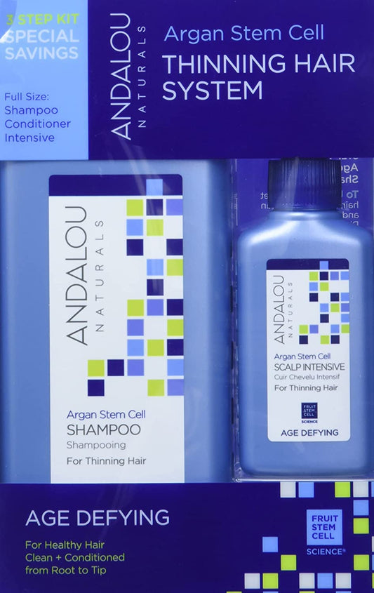 Andalou Naturals Age Defying Hair Thinning Treatment System, 3 Piece Kit