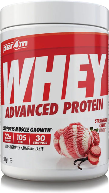 Per4M Protein Whey Powder | 30 Servings Of High Protein Shake With Amino Acids | For Optimal Nutrition When Training | Low Sugar Gym Supplements (Irish Creme, 900G)