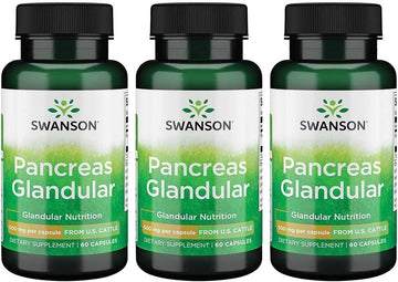 Swanson Raw Pancreas Glandular 500 Milligrams 60 Capsules (3 Pack)