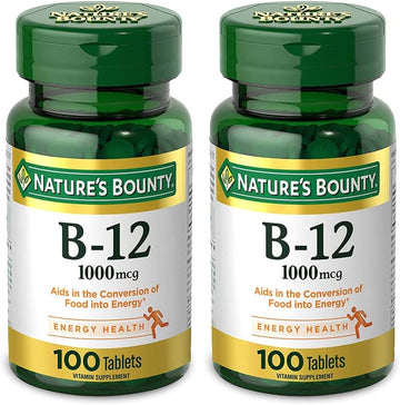 Nature'S Bounty Natural Vitamin B12, 1000Mcg, 100 Tablets (Pack Of 2)