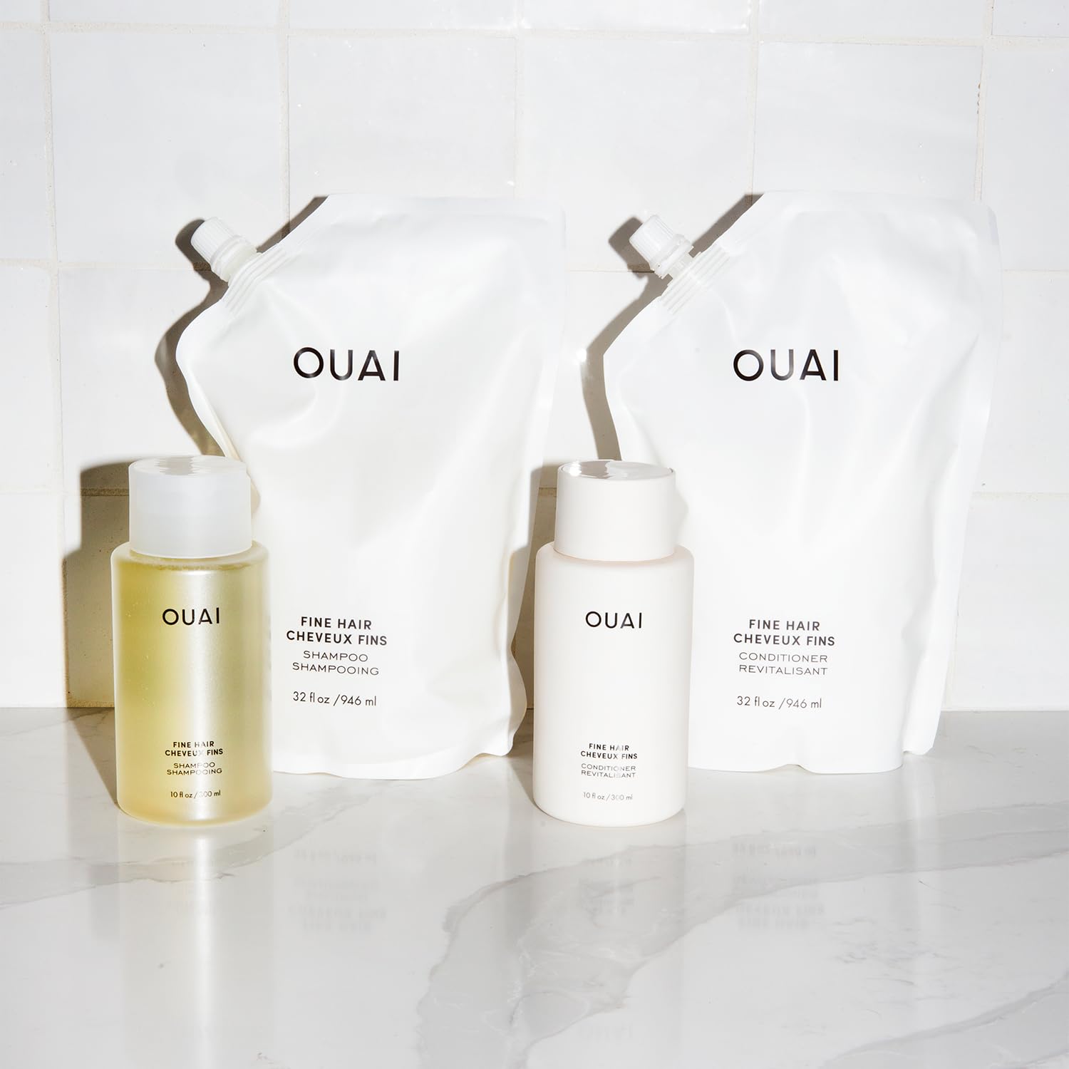 OUAI Fine Shampoo Refill - Volumizing Shampoo with Strengthening Keratin, Biotin & Chia Seed Oil for Fine Hair - Delivers Weightless Body - Paraben, Phthalate & Sulfate Free Hair Care - 32 fl oz : Beauty & Personal Care