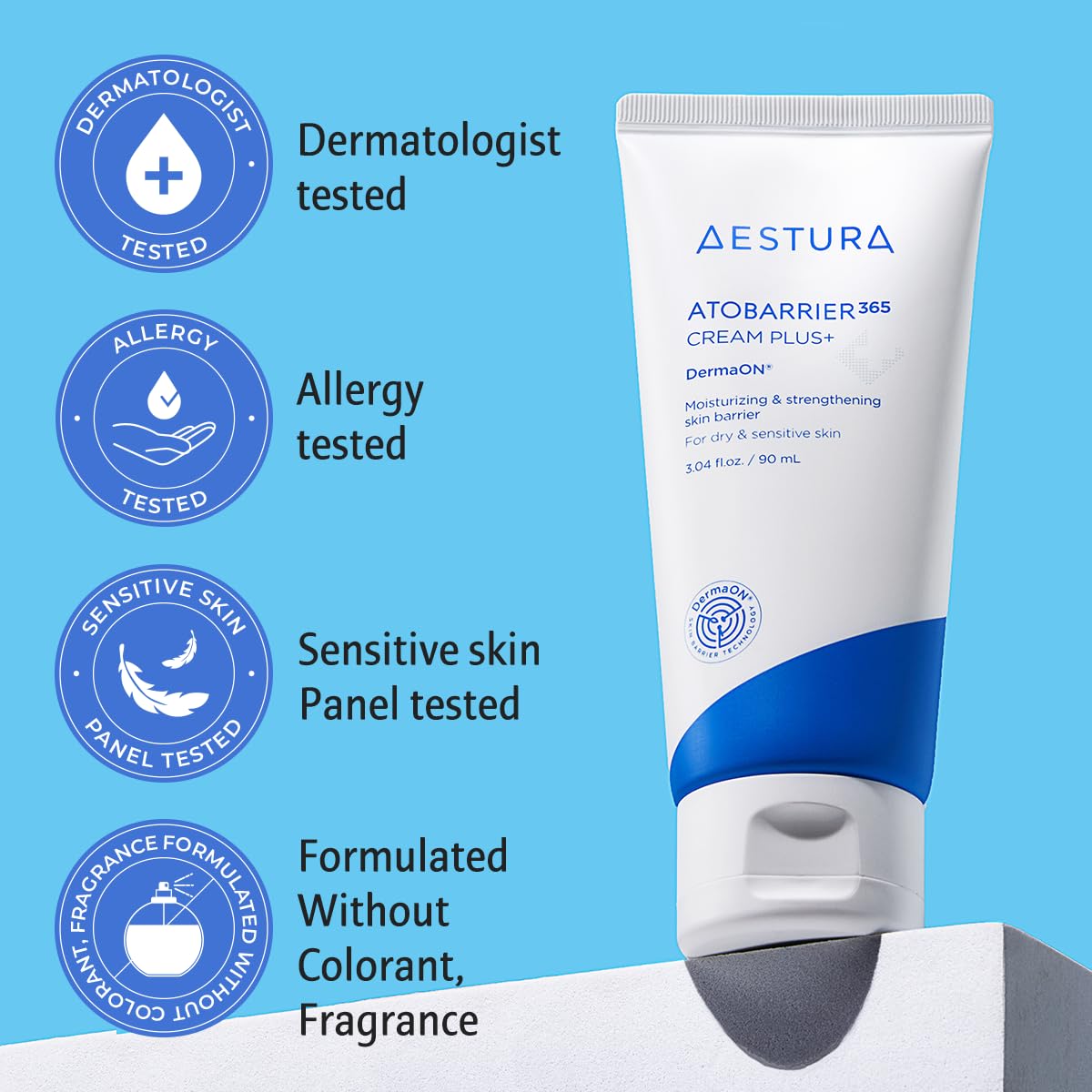 Aestura Atobarrier365 Cream Plus With Ceramide & Filaggrin | Ultimate Hydration, Skin Barrier Strengthening For Very Dry, Sensitiveskin, Dermatologist Tested, 3.04 Fl.Oz