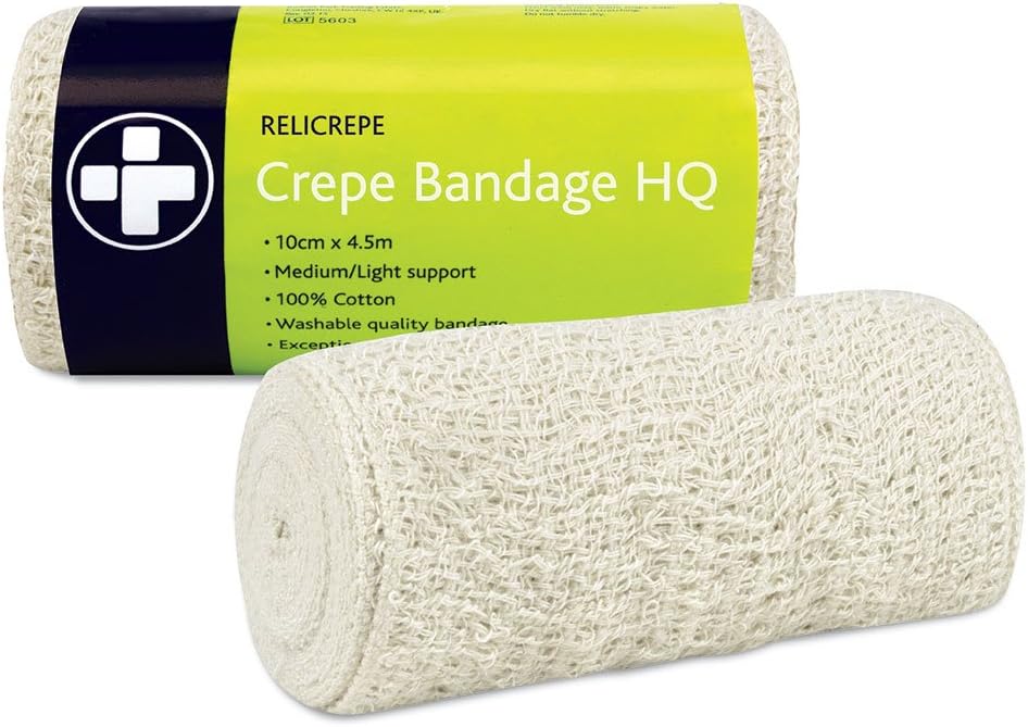 Reliance Medical Relicrepe Crepe Bandage HQ - Washable and Stretchable, Suitable for Treating Sprains, Strains and Minor Aches, 10 cm x 4 m, Pack of 10 : Amazon.co.uk: Health & Personal Care