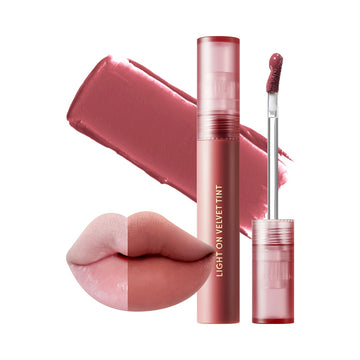 Nature Republic Light On Velvet Tint (05 Mood Fig), Liquid Lipstick, Lip Tint, Blur Effect, Lip& Cheek, Nude Lip,Soft Creamy Matte Finish Lip, Velvety, Lip Stain, High Pigment, Korean Lip Makeup