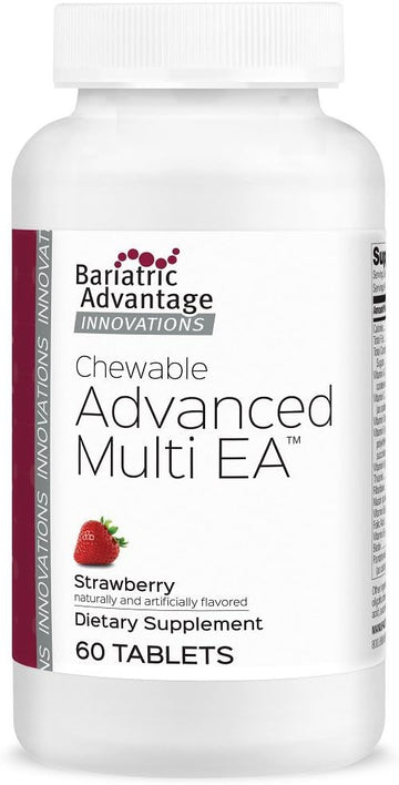 Bariatric Advantage Chewable Advanced Multi EA, Daily Multivitamin for Bariatric Surgery Patients, 12 Easily Digestible Nutrients Including Vitamin D3, B12 and 45 mg Iron - Strawberry, 60 Count