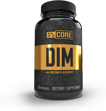 5% Nutrition Core DIM Supplement | Estrogen Regulation Support for Men & Women | Natural Diindolylmethane w/Calcium D-Glucarate, Organic Broccoli Powder + Bioperine (30 Servings / 60 VegCaps)