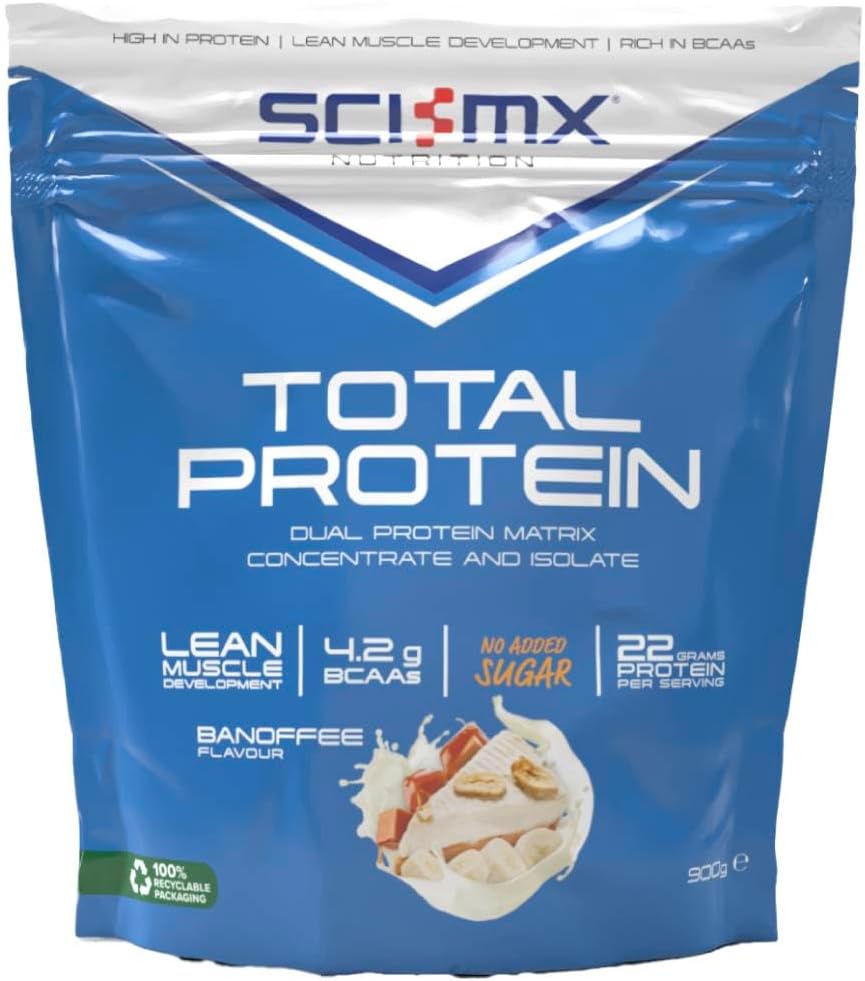 Sci-Mx Total Protein - Concentrate & Isolate Protein Powder - Lean Muscle Development - Salted Caramel • No Added Sugar • 4.2G Bcaas + 22G Protein Per Serving • 900G