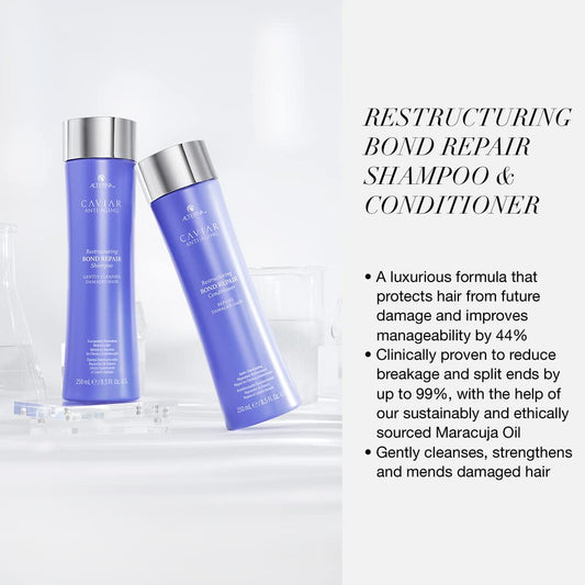 Alterna Caviar Anti-Aging Restructuring Bond Repair Shampoo And Conditioner Standard Set, 8.5Oz Each | Rebuilds & Strengthens Damaged Hair | Sulfate Free