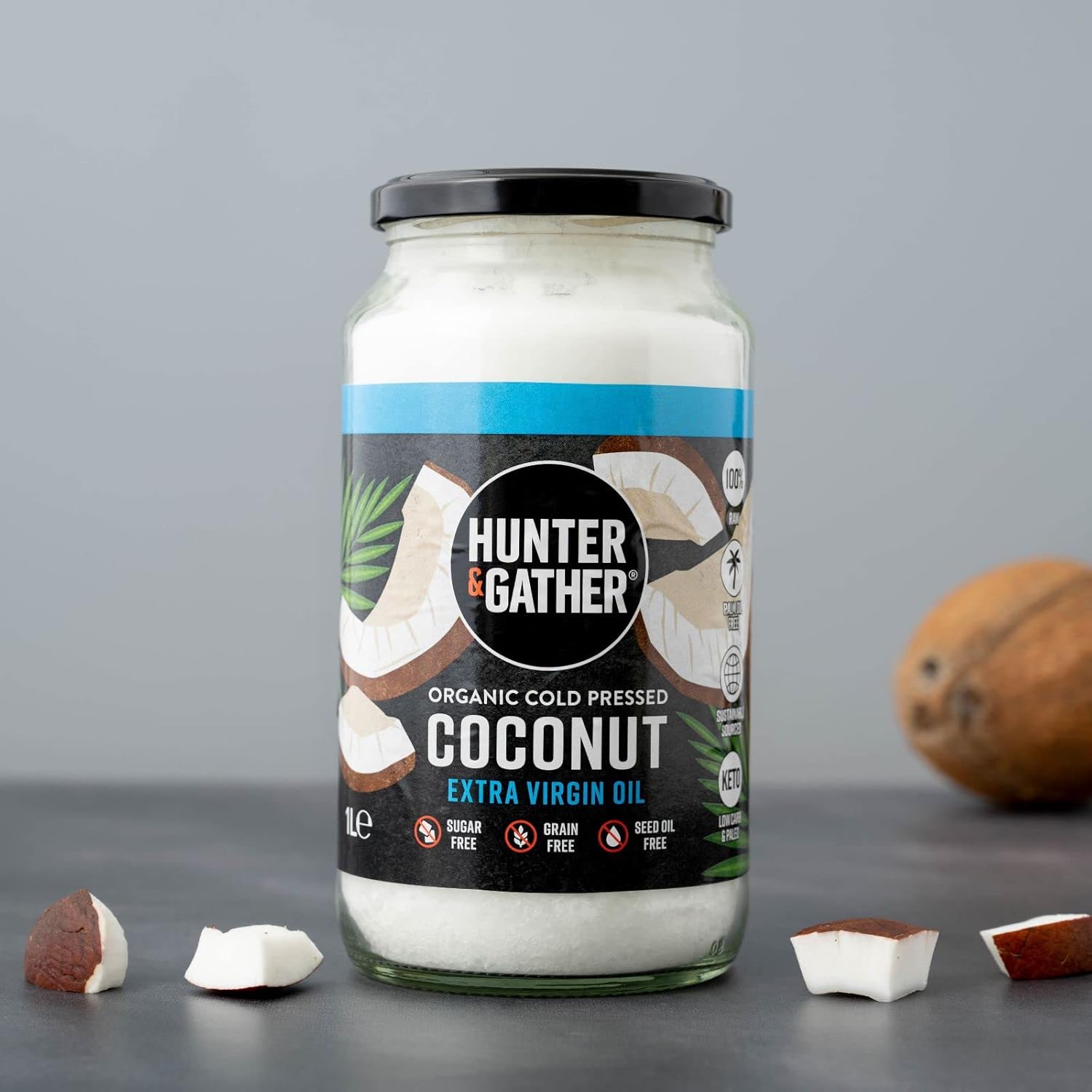 Hunter & Gather 100% Organic Cold Pressed Extra Virgin Coconut Oil 1l. Without Sugar, Cereals, Seeds and Palm Oil : Amazon.co.uk: Grocery