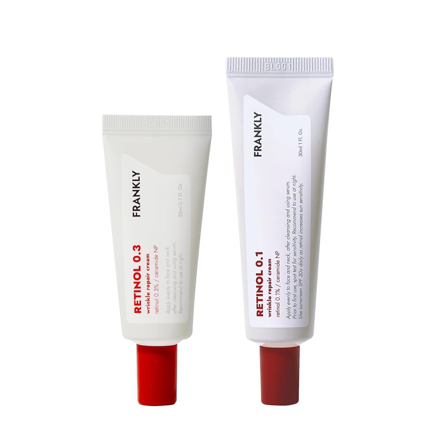 Retinol Starter Duo: Retinol 0.1 Cream & Retinol 0.3 Cream | Anti-Aging, Acne Care & Skin Turnover | For All Skin Types | Vegan & Cruelty-Free | 1.01 Fl.Oz & 0.7 Fl.Oz