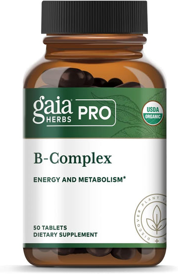 Gaia Pro B-Complex - For Overall Health & Wellness - With Vitamin B12, Vitamin B6, Niacin, Biotin - 50 Vegan Tablets (25 Servings)