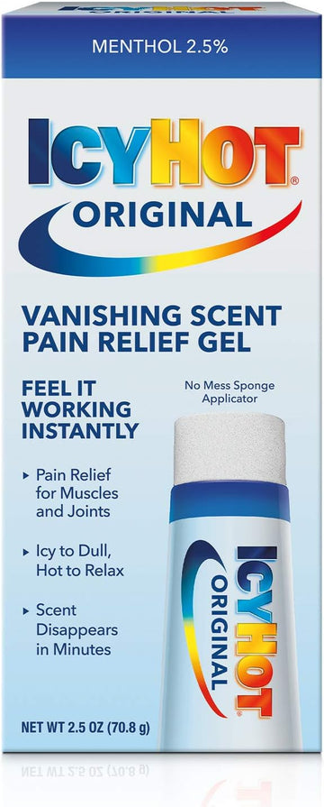 Icy Hot Vanishing Scent Pain Relief Gel With Menthol, No-Mess Sponge Applicator, 2.5 Ounces