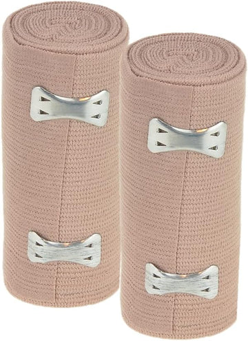 Dealmed Compression Bandages With Clip Closure | Stretch Elastic Wraps For Foot, Ankle, Knee, Leg, Arm & Body, Muscle Sprains, Sports Injury, Edema & Wound Care (4 Inch Pack Of 2)