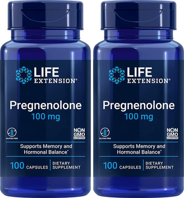 Life Extension Pregnenolone 100 Mg 100 Caps 2-Pack (200 Count)