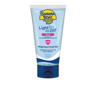Banana Boat Light As Air Face Sunscreen Lotion Spf 50, 3Oz | Travel Size Sunscreen, Lightweight Sunscreen, Banana Boat Sunscreen Lotion For Face Spf 50, Oxybenzone Free Sunscreen Spf Face Lotion, 3Oz