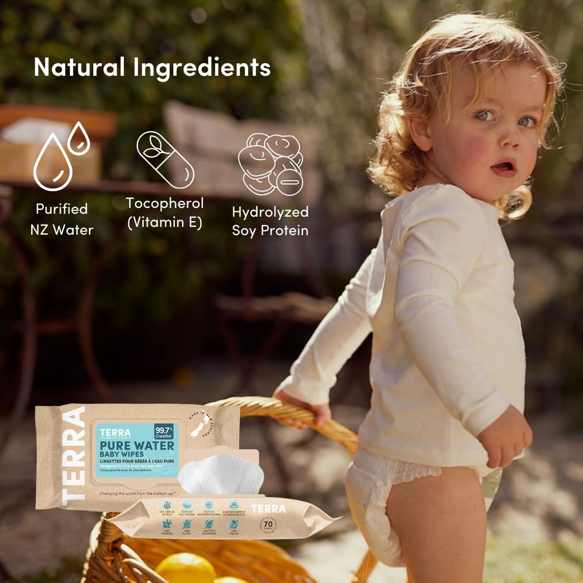 Bamboo Baby Wipes: Pure Water Wipes, 99.7% Pure New Zealand Water, 100% Biodegradable Bamboo Fiber, 0% Plastic, Unscented Baby Wipes For Sensitive Skin, 1 Pack Of 70 Wipes