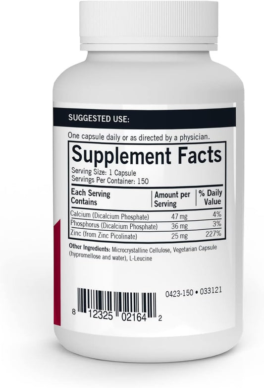 Kirkman – Zinc Picolinate 25 mg - Hypoallergenic – 150 Vegetarian Caps