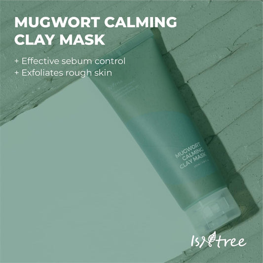 Isntree Mugwort Calming Clay Mask 100Ml, 3.38 Fl.Oz | Sebum Control | Pore Tightening | Exfoliates Rough Skin | Blackhead Care | Wash-Off Mask | Korean Skincare