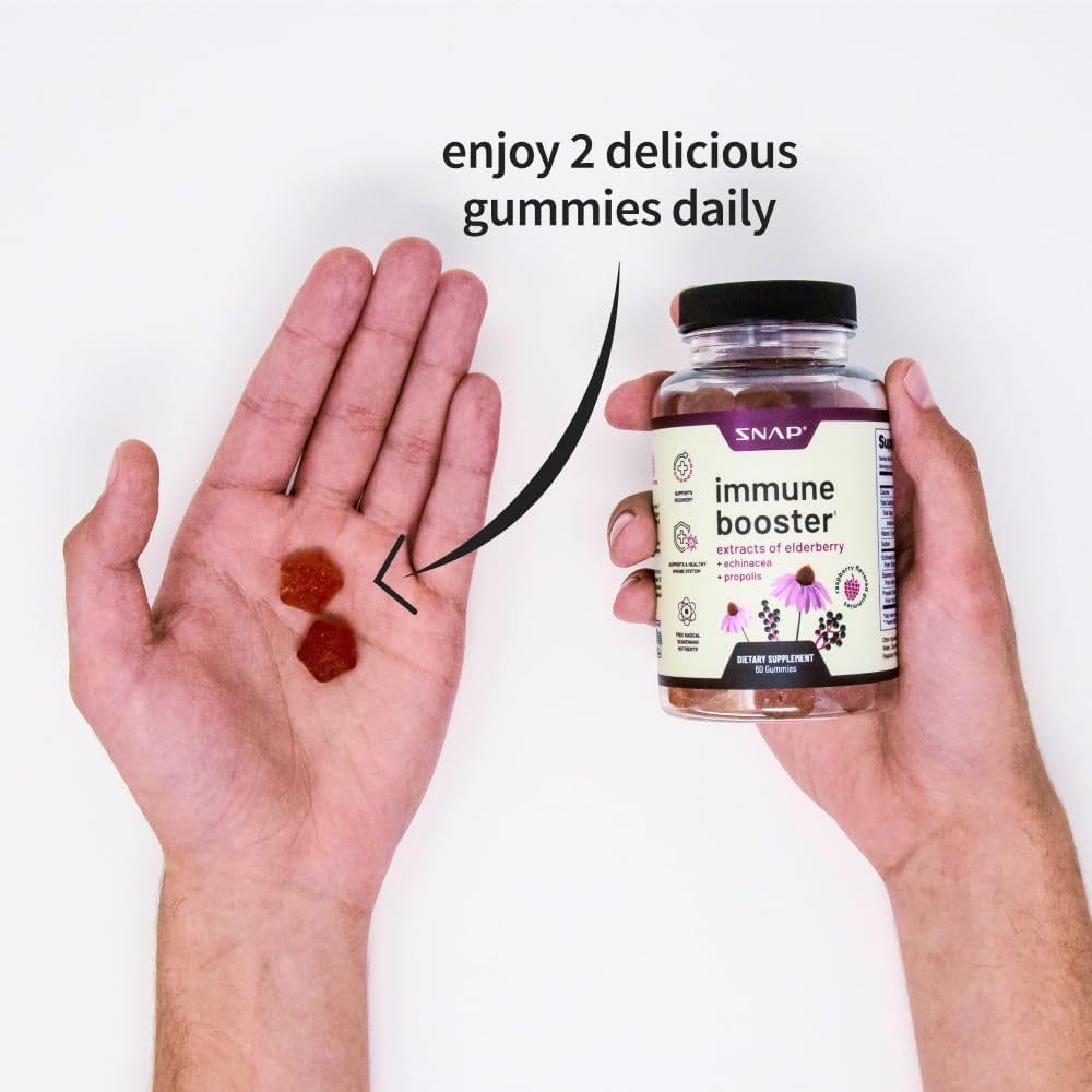 Snap Elderberry Gummies Immune Support Supplement with Vitamin C, Propolis, Echinacea Extract Elderberry Gummies for Kids & Adults - Boost Immunity & Support Recovery (60 Gummies) : Health & Household