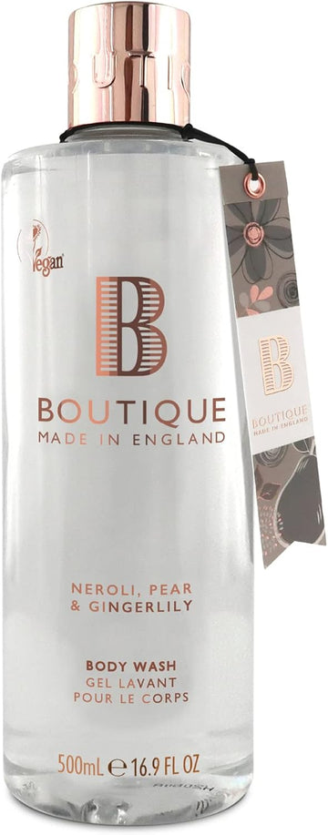 Boutique Body Wash Refereshing Neroli, Pear & Gingerlily Fragrance 500Ml - Contains Essential Oils - Vegan Friendly & Cruelty Free, Contains No Sls Or Parabens - Made In England