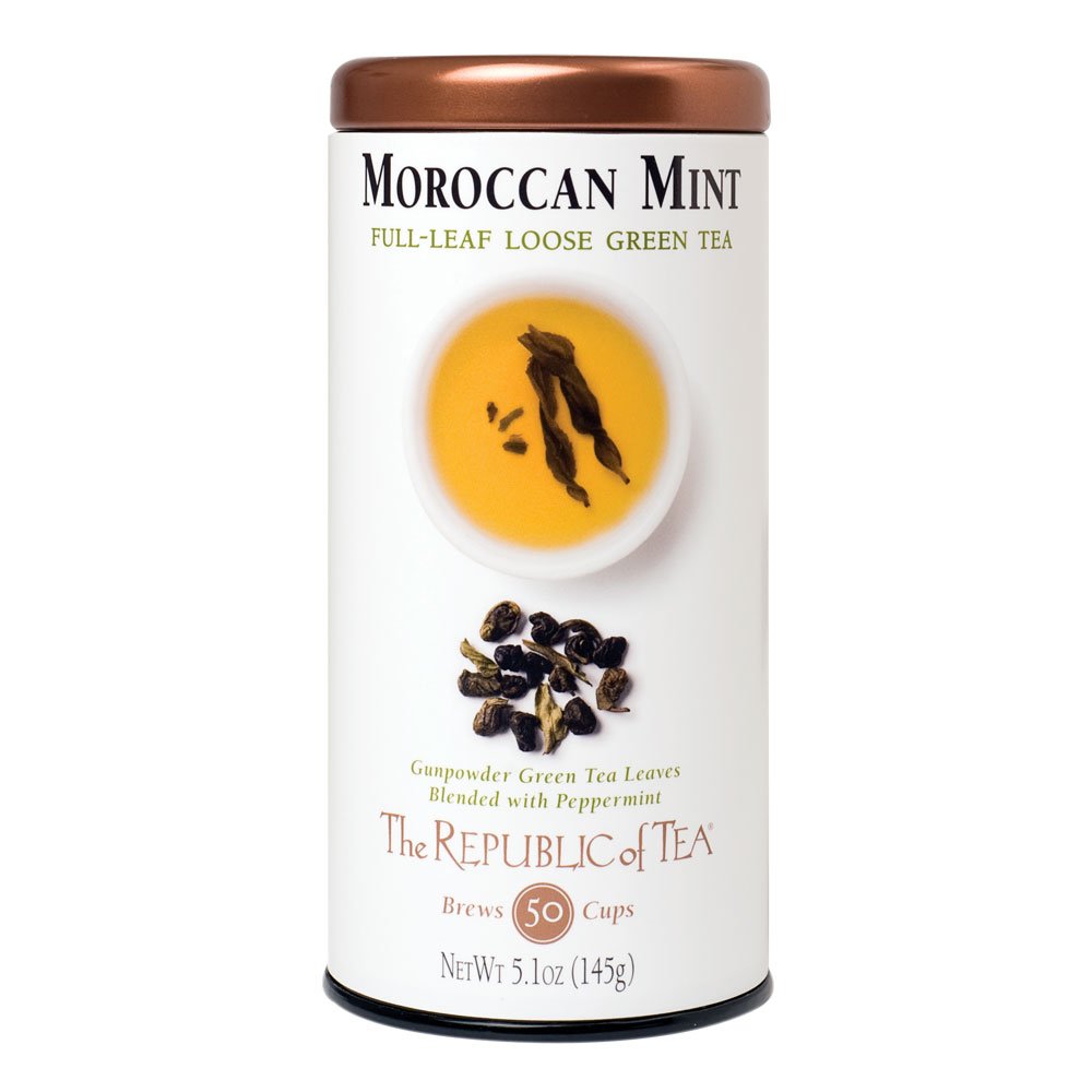 The Republic Of Tea Moroccan Mint Green Full-Leaf Loose Tea 5.1 Oz Tin Steeps 50 Cups | Caffeinated