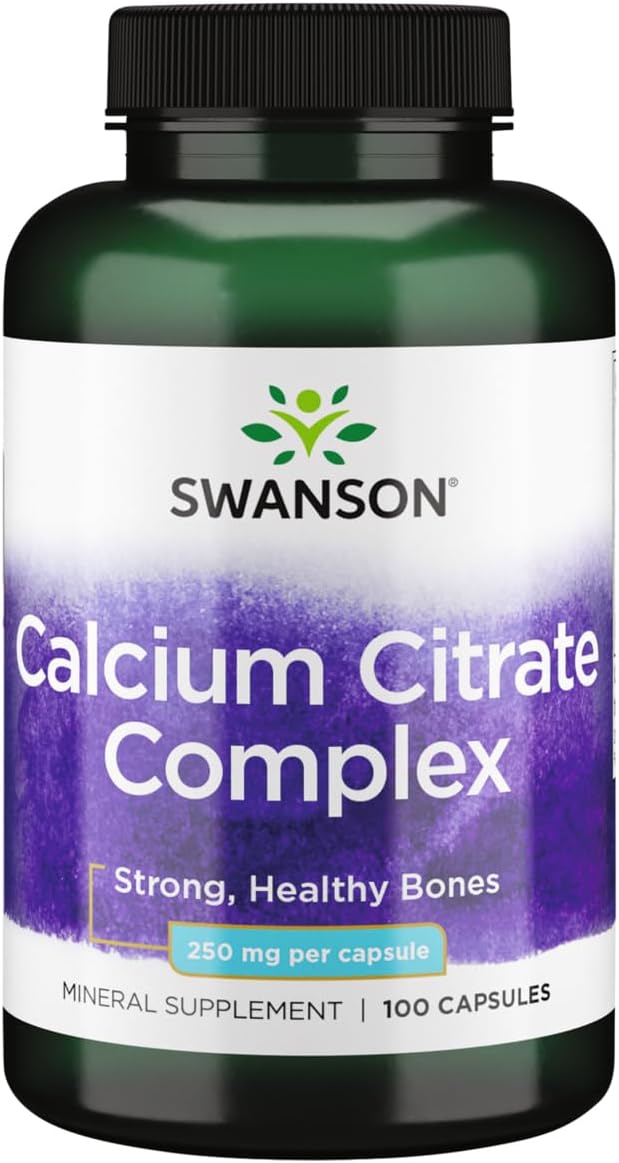 Swanson Calcium Citrate Complex Bone Muscle Nerve Health Blood Pressure Support Mineral Supplement 250 Mg Calcium (From Citrate & Carbonate) 100 Capsules
