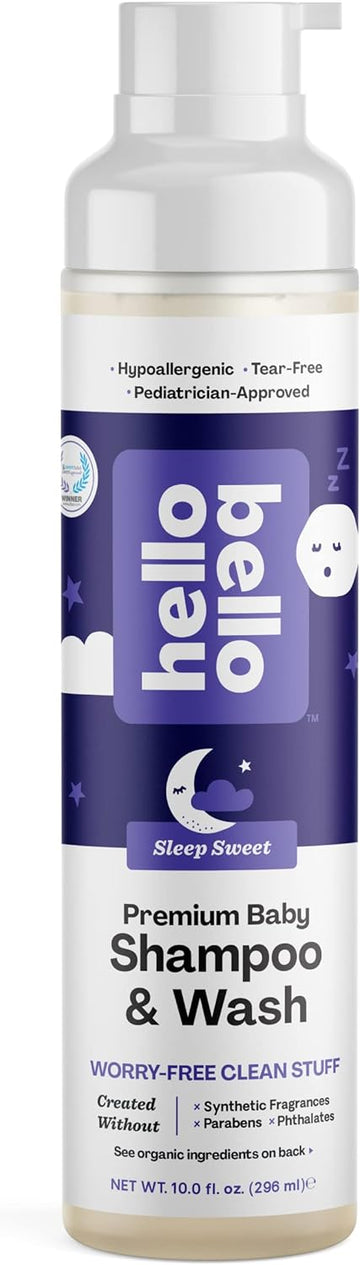 Hello Bello Nighttime Shampoo & Body Wash - Gentle Hypoallergenic Tear-Free Formula For Babies And Kids - Vegan And Cruelty-Free - Sweet Sleep Scented - 10 Fl Oz