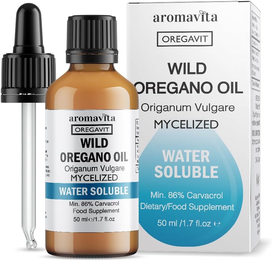 AROMAVITA Oregavit Water Soluble Wild Oregano Oil?Digestive, Immune Support, Respiratory Health, Natural Vegan Dietary Supplement?Mouthwash, for Healthy Gums-Soothe Sore Throats and Boost Immunity