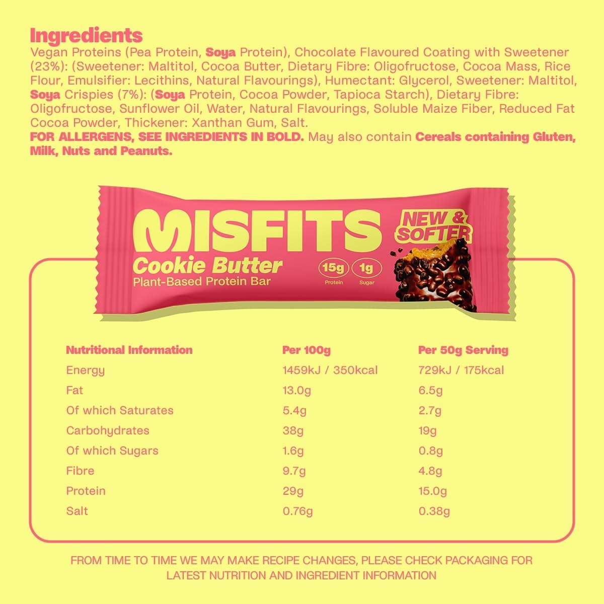 Misfits Vegan Protein Bars - Updated Recipe | Low Sugar & Carb, High Fibre Snacks | Variety Pack of 12 (4 Flavours) : Amazon.co.uk: Health & Personal Care
