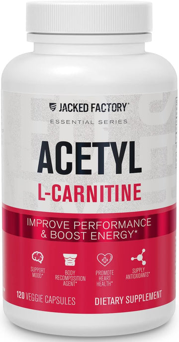 Jacked Factory Acetyl L Carnitine 750Mg Supplement - Extra Strength L-Carnitine (Alcar) For Energy, Body Recomposition, Memory & More - Zero Fillers - 120 Non Gmo Veggie Pills