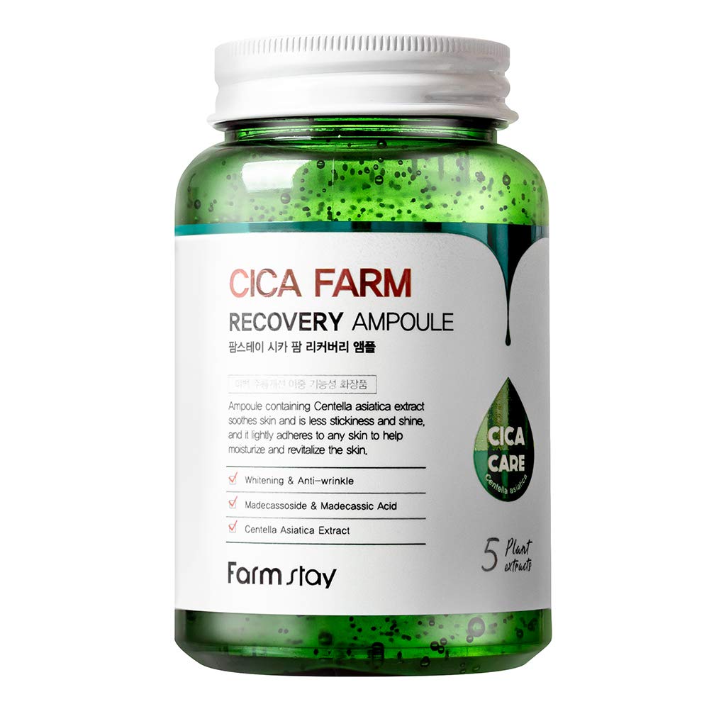 Farmstay Cica Farm Recovery Ampoule 8.45 Fl Oz/ 250Ml, Hydrating, Calming Gel Ampoule With Vitamin Capsules