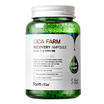 Farmstay Cica Farm Recovery Ampoule 8.45 Fl Oz/ 250Ml, Hydrating, Calming Gel Ampoule With Vitamin Capsules