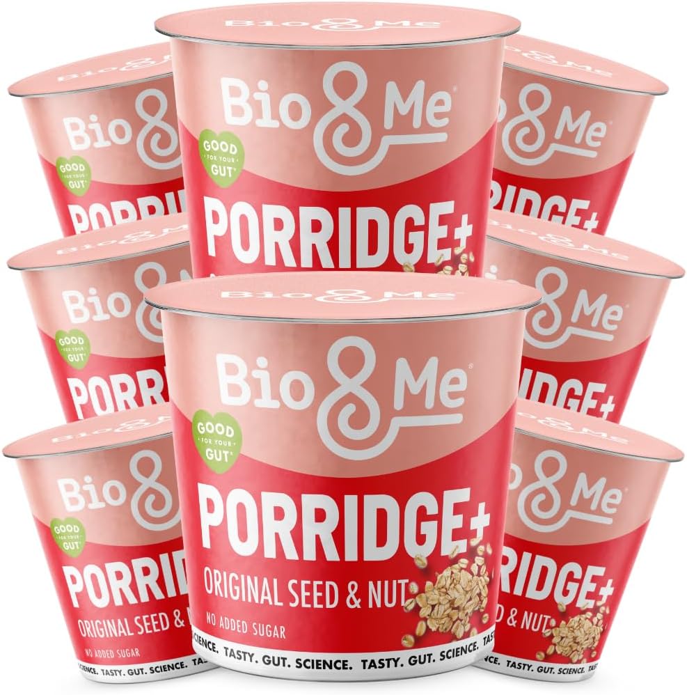 Bio&Me: Original Seed and Nut Gut-Loving Porridge 8-Pack (8 x 65g pots) - High in Fibre, Low Sugar - On The Go Breakfast : Amazon.co.uk: Grocery