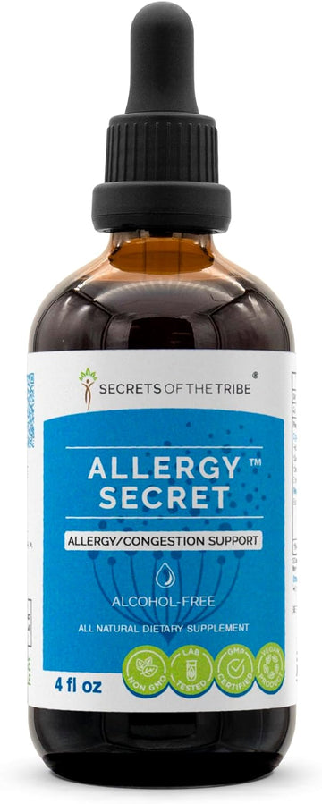 Allergy Secret Alcohol-Free Extract, Tincture, Glycerite Rosemary, Mullein Leaf, Marshmallow, Stinging Nettle, Eyebright. Allergy/Congestion Support (4 FL OZ)