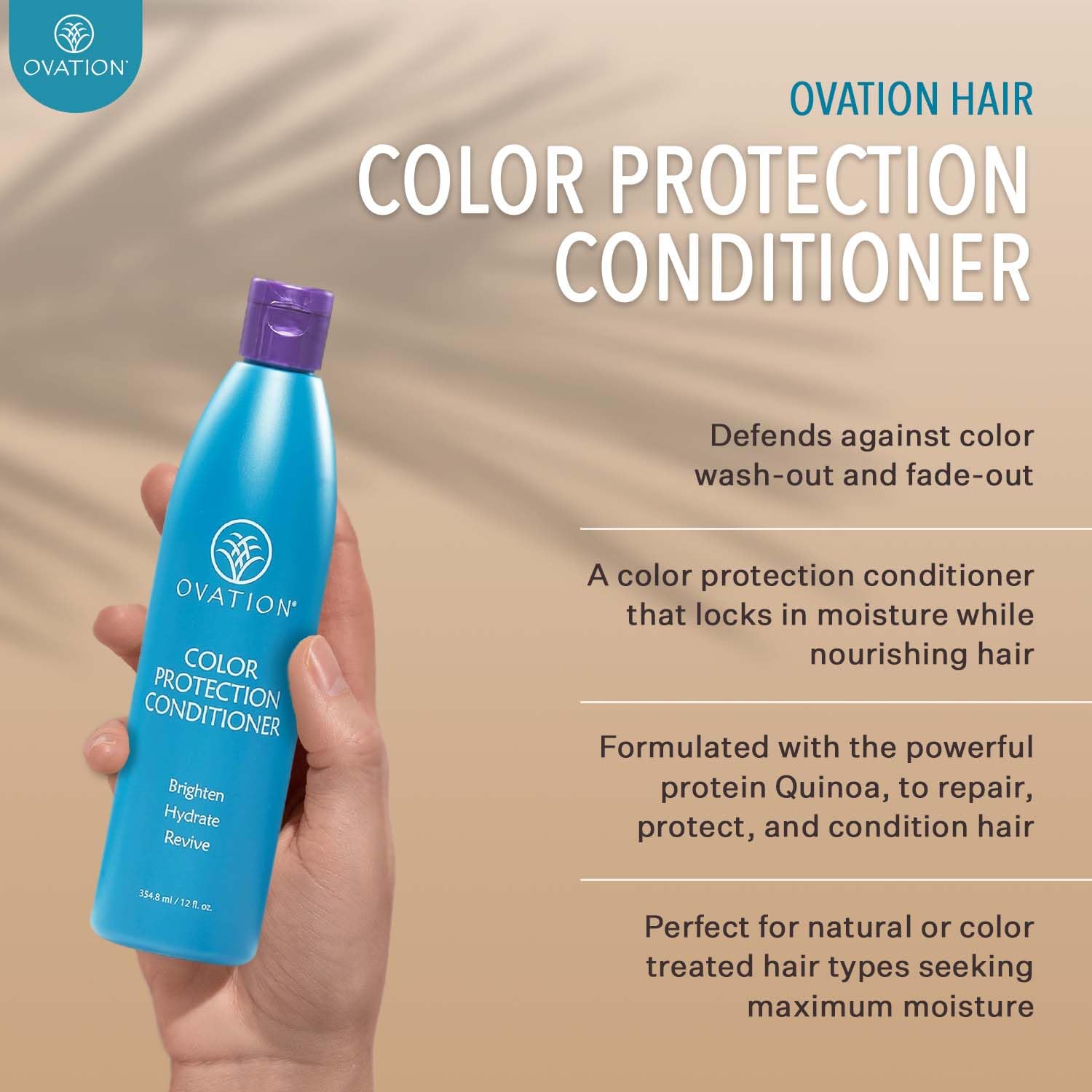 Ovation Hair Color Protection Shampoo, Conditioner, and Cell Therapy Treatment for Color-Treated Hair - Brighten, Hydrate, and Promote Healthy Scalp and Hair Growth : Beauty & Personal Care