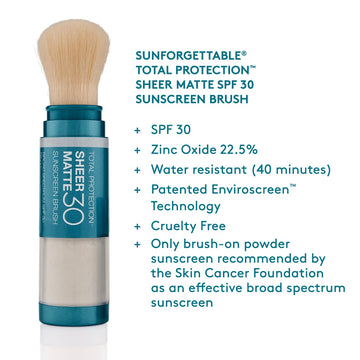Colorescience Total Protection Sheer Matte Spf 30 Sunscreen Brush For Oily And Acne-Prone Skin, Unscented 0.15 Ounce, Powder